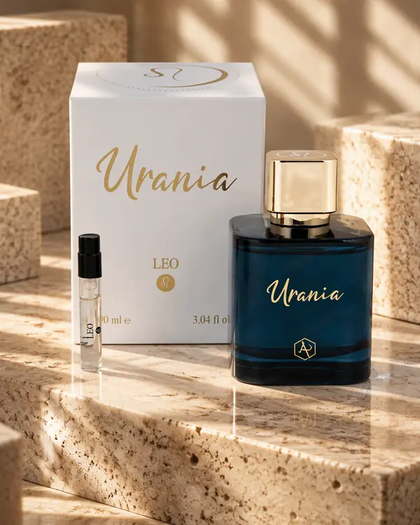 Urania Leo parfüm şişesi ve kutusu, Aslan burcu