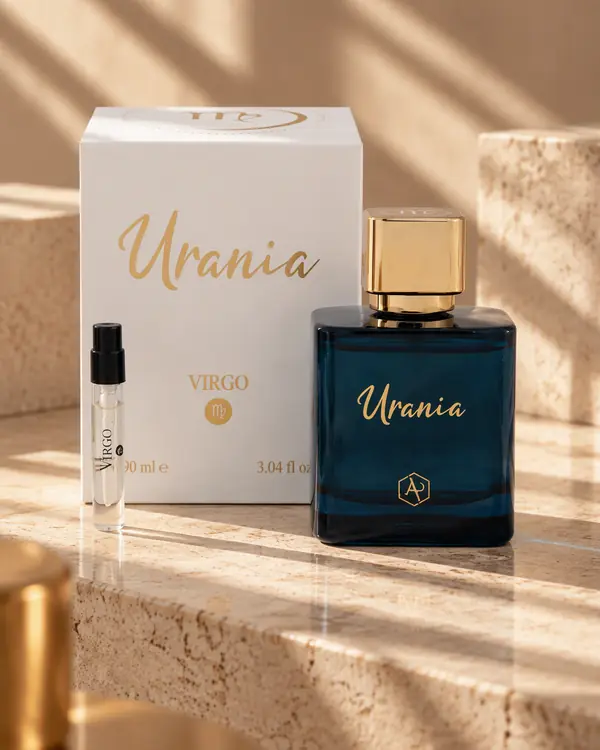 Urania Virgo parfüm şişesi ve kutusu, Başak burcu